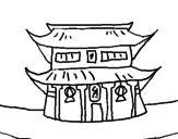 Disegno Tempio giapponese  pitturato su VITTORIA