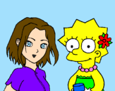 Disegno Sakura e Lisa pitturato su delli