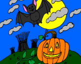 Disegno Halloween paesaggio pitturato su gabriele
