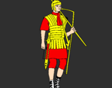 Disegno Soldato romano  pitturato su fabio
