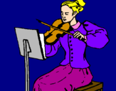 Disegno Dama violinista  pitturato su coloratutto