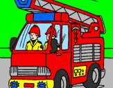Disegno Camion dei Pompieri  pitturato su giovanni battista