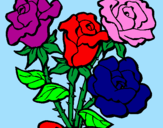 Disegno Mazzo di rose  pitturato su aurora brafa 4C