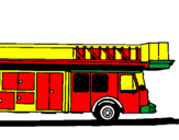 Disegno Camion dei pompieri con la scala pitturato su rosalia