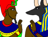 Disegno Ramses e Anubis pitturato su aymane