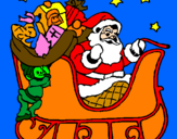 Disegno Babbo Natale alla guida della sua slitta pitturato su beatrice : )