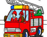 Disegno Camion dei Pompieri  pitturato su aurora