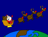 Disegno Babbo Natale che consegna i regali 3 pitturato su Zeschi e Antonelli