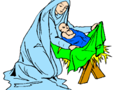 Disegno Nascita di Gesù Bambino pitturato su GESU BAMBINO