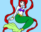 Disegno Sirena con le perle  pitturato su sonja