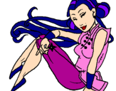 Disegno Principessa ninja  pitturato su Matilde
