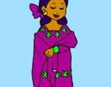 Disegno Dama maya pitturato su Jasmine