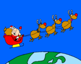 Disegno Babbo Natale che consegna i regali 3 pitturato su Zucchet e Panella
