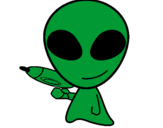 Disegno Alieno II pitturato su richi 