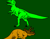 Disegno Triceratops e Tyrannosaurus Rex pitturato su la coccinella