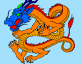 Disegno Drago giapponese  pitturato su il drago di fuoco