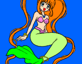 Disegno Sirena con le perle  pitturato su Vittoria
