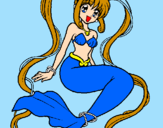 Disegno Sirena con le perle  pitturato su manuela.
