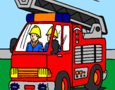 Disegno Camion dei Pompieri  pitturato su lorenzo