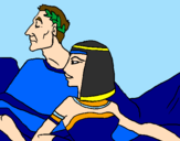 Disegno Cesare e Cleopatra  pitturato su cristina