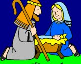 Disegno Adorano Gesù Bambino  pitturato su Matilde
