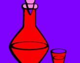 Disegno Carraffa e bicchierone pitturato su martina 3,6 ani