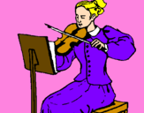 Disegno Dama violinista  pitturato su elena