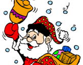 Disegno Babbo Natale con la sua campana  pitturato su Zucchet e Panella