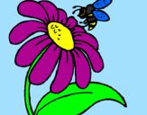 Disegno Margherita con ape  pitturato su bella coccinella