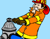 Disegno Pompiere  pitturato su pompiere