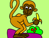 Disegno Scimmietta  pitturato su giulia