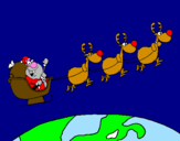 Disegno Babbo Natale che consegna i regali 3 pitturato su gdgghshshdhewywgged