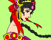 Disegno Principessa cinese pitturato su FIORE