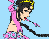 Disegno Principessa cinese pitturato su greisel