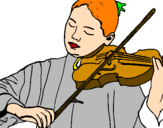 Disegno Violinista  pitturato su Il violino di Margherita