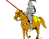 Disegno Cavallerizzo a cavallo  pitturato su luca