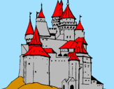 Disegno Castello medievale  pitturato su mandala ceci