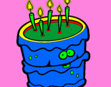 Disegno Torta di compleanno 2 pitturato su lulli
