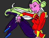 Disegno Principessa ninja  pitturato su sofia