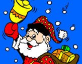 Disegno Babbo Natale con la sua campana  pitturato su Pinco   pallino    4d