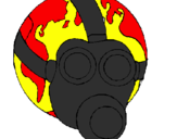 Disegno Terra con maschera anti-gas  pitturato su beppe