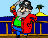 Disegno Pirata a bordo  pitturato su matteo a.