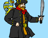 Disegno Pirata con il pappagallo  pitturato su peppe
