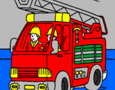 Disegno Camion dei Pompieri  pitturato su stefano