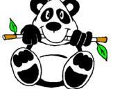 Disegno Orso panda  pitturato su franco