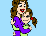Disegno Madre e figlia abbracciate pitturato su Ale   I <3 you