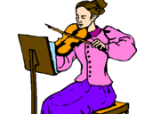 Disegno Dama violinista  pitturato su treiouyt