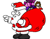 Disegno Babbo Natale e il suo sacco di regali  pitturato su CATARINA