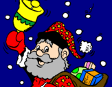 Disegno Babbo Natale con la sua campana  pitturato su sophia