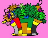 Disegno Paniere di fiori 7 pitturato su simone